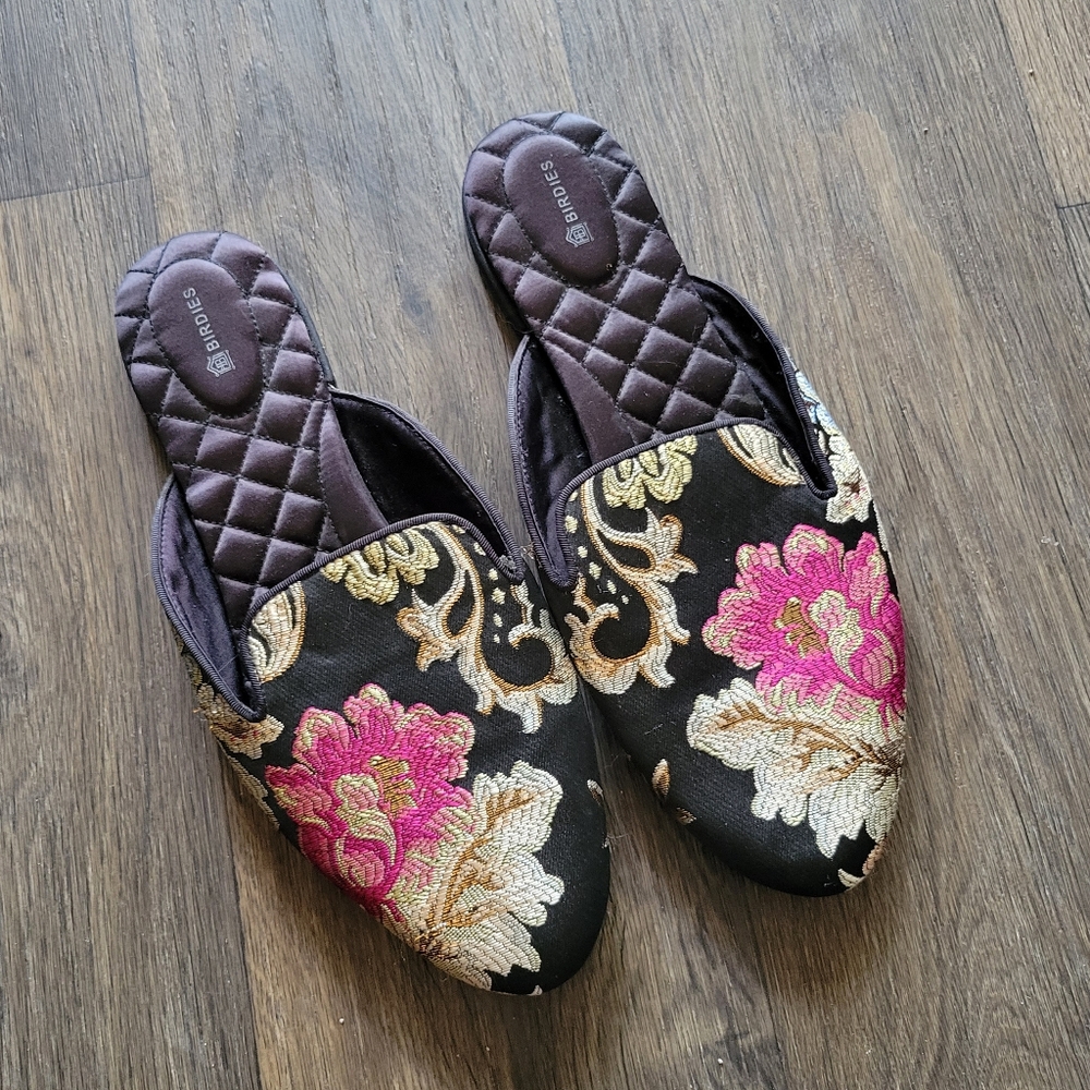 Birdies Black Floral Mules